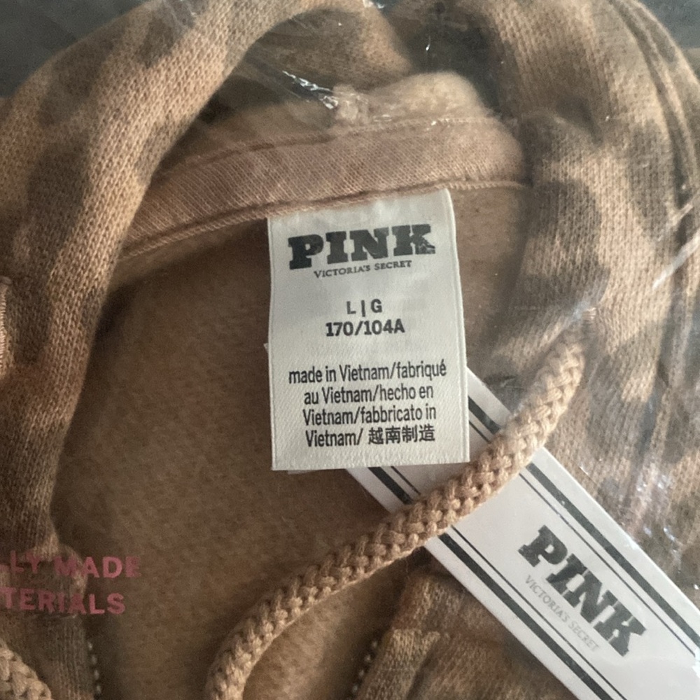PINK Victoria’s Secret Ivy Fleece Campus Full-Zip Hoodie Leopard - Picture 5 of 7